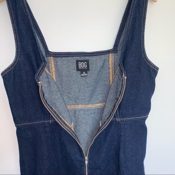 BDG Urban Outfitters Denim Zip Up Mini Dress Tank Blue Denim Size 10 US - Picture 5 of 10
